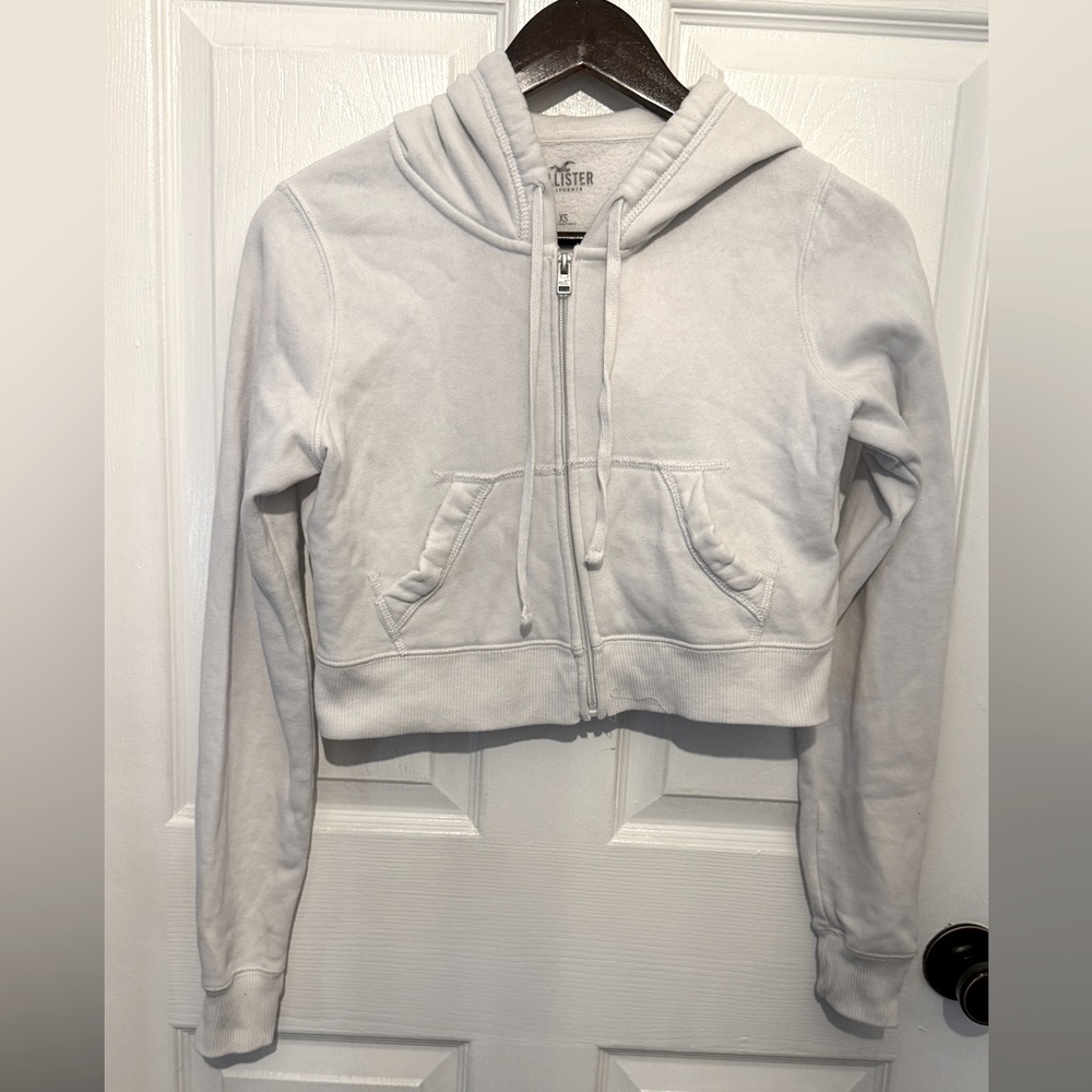 White Cropped Hoodie